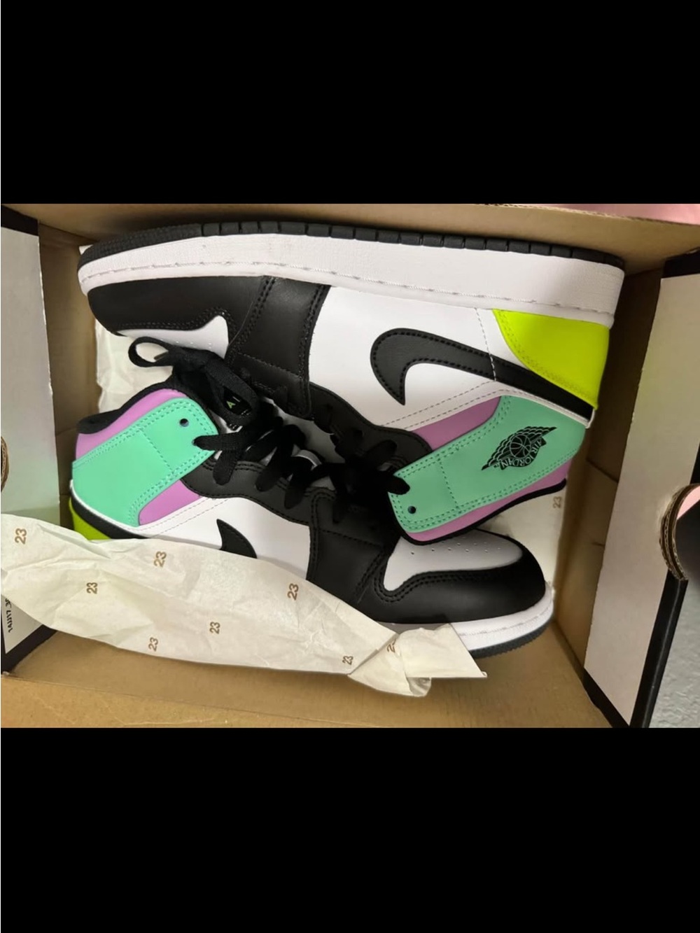 Nike Women’s Black White Mint Green Pink High-Top Sneakers